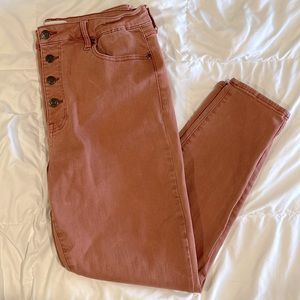 Pistola button fly stretchy pink/orange jeans size 33